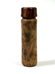 LV-1654 Olive Burl & Cocobolo Wooden Pill, Snuff Box, Needle Case-SCREW CAP