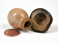 LV-1661 Photinia & Live Oak Wooden Mushroom Trinket Box, Pill, Jewelry Box-SCREW CAP