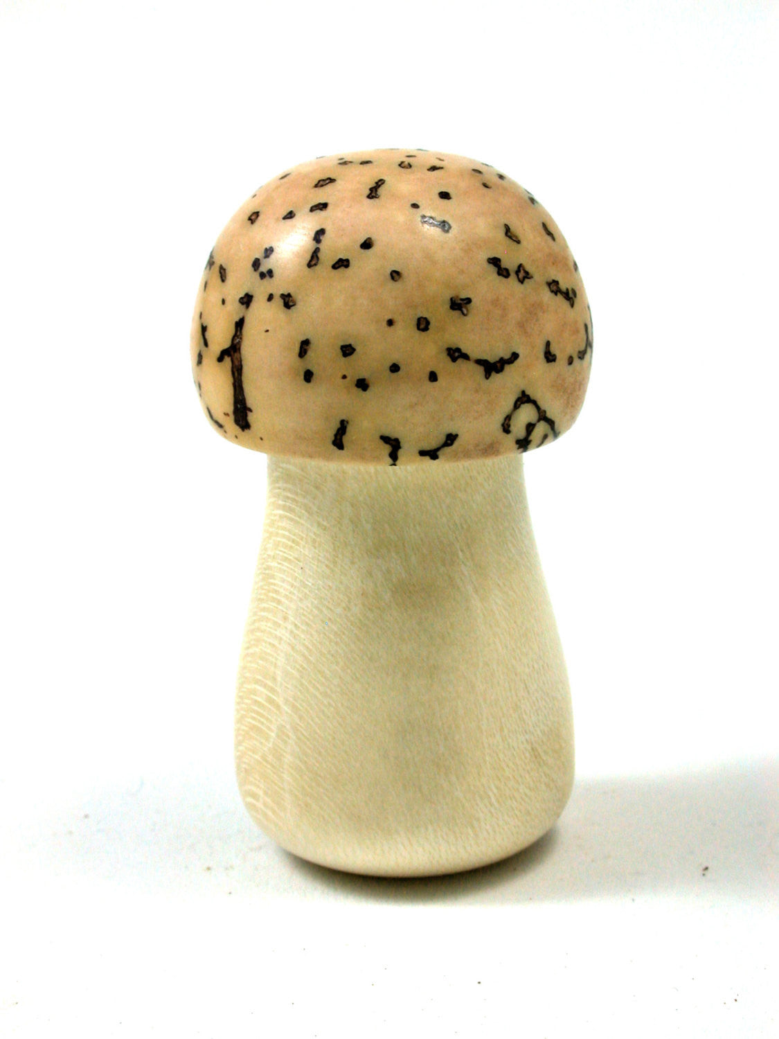 LV-1657 Holly & Palm Nut Wooden Mushroom Trinket Box, Pill, Jewelry Box-SCREW CAP