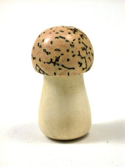 LV-1657 Holly & Palm Nut Wooden Mushroom Trinket Box, Pill, Jewelry Box-SCREW CAP
