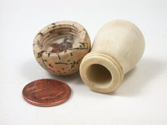 LV-1657 Holly & Palm Nut Wooden Mushroom Trinket Box, Pill, Jewelry Box-SCREW CAP