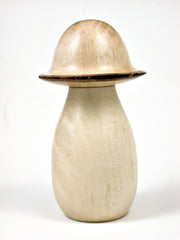 LV-1658 Holly & Live Oak Wooden Mushroom Trinket Box, Pill, Jewelry Box-SCREW CAP