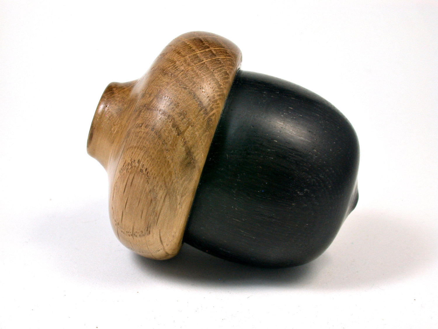 LV-1615 Ancient Bog Oak & Brown Oak Wooden Acorn Trinket Box, Keepsake, Jewelry Box-SCREW CAP