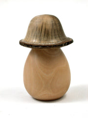 LV-1659 Photinia & Live Oak Wooden Mushroom Trinket Box, Pill, Jewelry Box-SCREW CAP