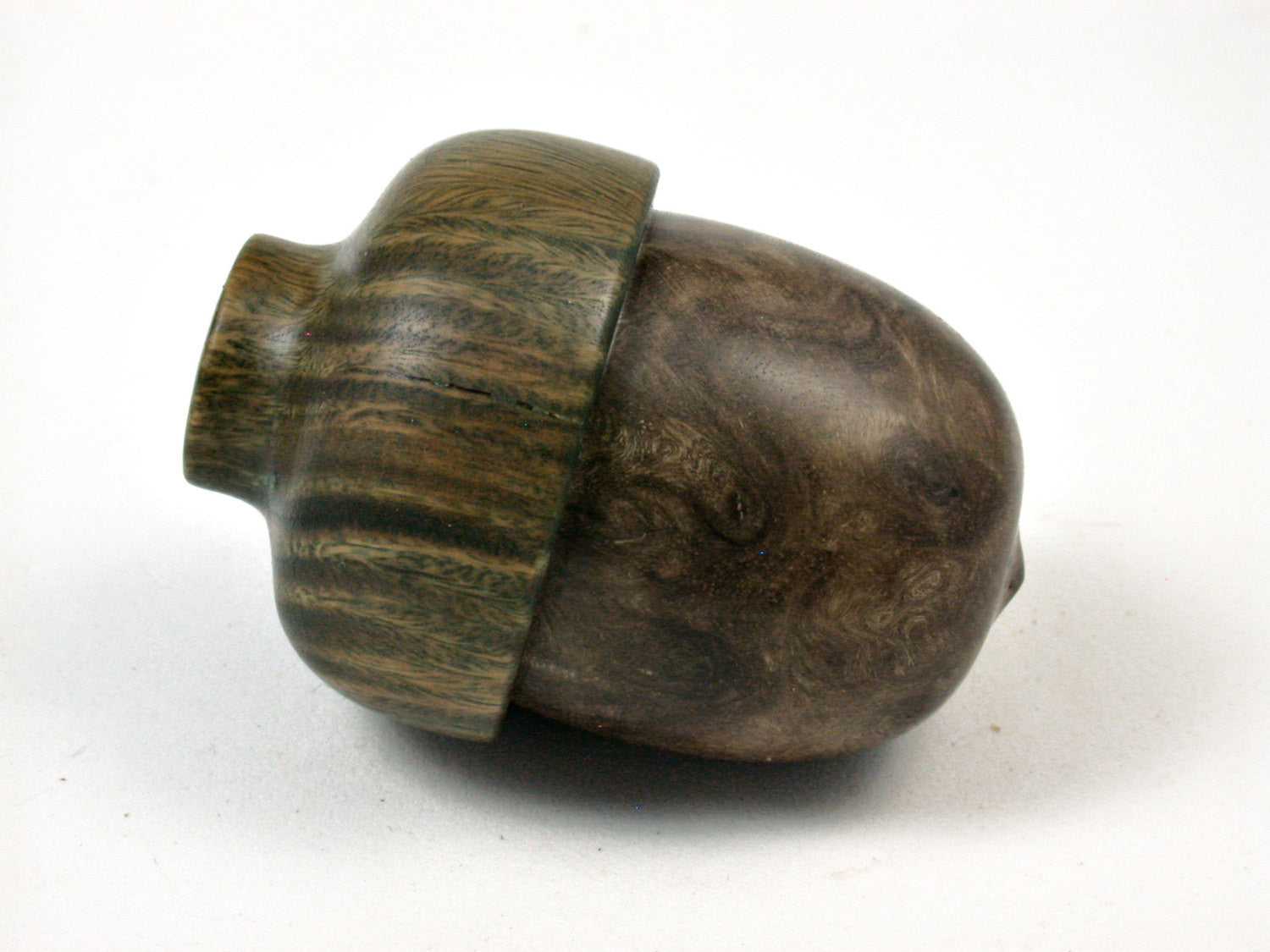 LV-1668 Nagusta Burl & Verawood Acorn Trinket Box, Keepsake, Jewelry, Ring Box-SCREW CAP