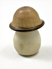 LV-1687 Holly & Live Oak Wooden Mushroom Trinket Box, Pill, Jewelry Box-SCREW CAP