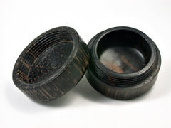 LV-1689 Mun Ebony & Black Palm Wooden Flat Pill Box, Ring Holder, Jewelry Box-SCREW CAP