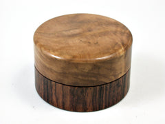LV-1690 Cocobolo & Olive Burl Wooden Flat Pill Box, Ring Holder, Jewelry Box-SCREW CAP