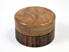 LV-1690 Cocobolo & Olive Burl Wooden Flat Pill Box, Ring Holder, Jewelry Box-SCREW CAP