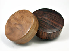 LV-1690 Cocobolo & Olive Burl Wooden Flat Pill Box, Ring Holder, Jewelry Box-SCREW CAP