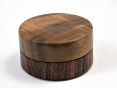 LV-1692 Cocobolo & Koa Wooden Flat Pill Box, Ring Holder, Jewelry Box-SCREW CAP