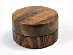 LV-1692 Cocobolo & Koa Wooden Flat Pill Box, Ring Holder, Jewelry Box-SCREW CAP