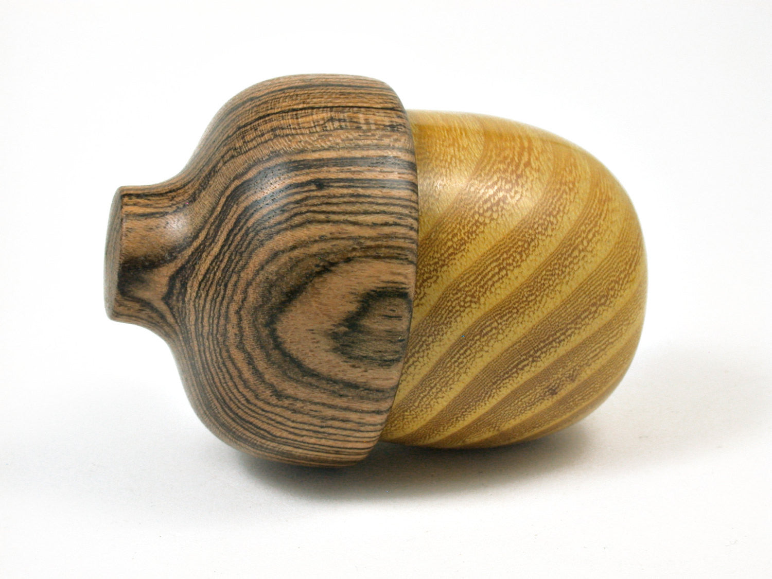 LV-1669 Osage Orange & Bocote Acorn Trinket Box, Keepsakes, Jewelry Box-SCREW CAP