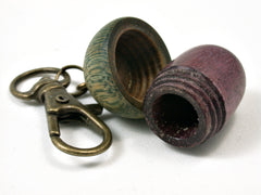 LV-1682 Purpleheart & Verawood Acorn Key Fob, Pill Holder, Memorial Pendant-SCREW CAP
