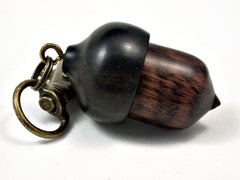 LV-1684 Snakewood & Mun Ebony Acorn Key Fob, Pill Holder, Memorial Pendant-SCREW CAP