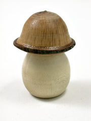 LV-1687 Holly & Live Oak Wooden Mushroom Trinket Box, Pill, Jewelry Box-SCREW CAP