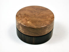 LV-1688 Mun Ebony & Olive Burl Flat Pill Box, Ring Holder, Jewelry Box-SCREW CAP