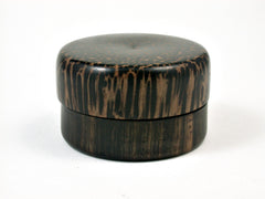 LV-1689 Mun Ebony & Black Palm Wooden Flat Pill Box, Ring Holder, Jewelry Box-SCREW CAP