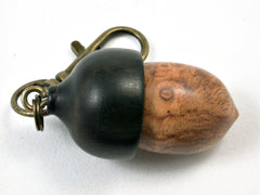 LV-1695 Amboyna Burl & Mun Ebony Acorn Key Fob, Pill Holder, Memorial Pendant-SCREW CAP