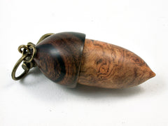 LV-1697 Amboyna Burl & Ironwood Acorn Pendant Key Fob, Pill Holder, Cash Stash-SCREW CAP