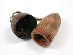 LV-1697 Amboyna Burl & Ironwood Acorn Pendant Key Fob, Pill Holder, Cash Stash-SCREW CAP