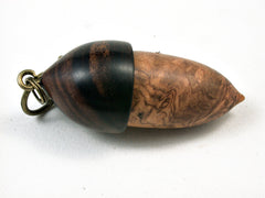LV-1697 Amboyna Burl & Ironwood Acorn Pendant Key Fob, Pill Holder, Cash Stash-SCREW CAP