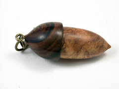 LV-1697 Amboyna Burl & Ironwood Acorn Pendant Key Fob, Pill Holder, Cash Stash-SCREW CAP