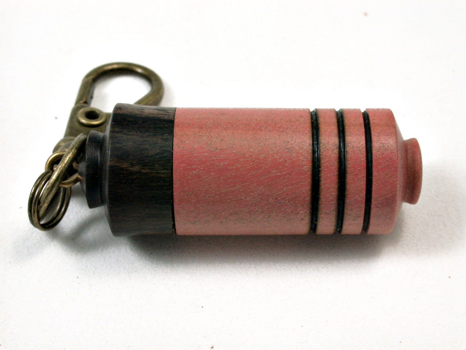 LV-1705 Pink Ivory & Ebony Secret Compartment Necklace, Pill Pendant, Memorial Jewelry-SCREW CAP