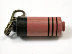 LV-1705 Pink Ivory & Ebony Secret Compartment Necklace, Pill Pendant, Memorial Jewelry-SCREW CAP