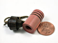 LV-1705 Pink Ivory & Ebony Secret Compartment Necklace, Pill Pendant, Memorial Jewelry-SCREW CAP