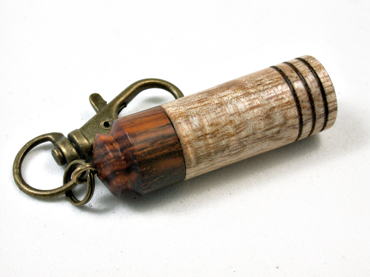 LV-1709 Koa & Cocobolo Secret Compartment Necklace, Pill Pendant, Memorial Jewelry-SCREW CAP