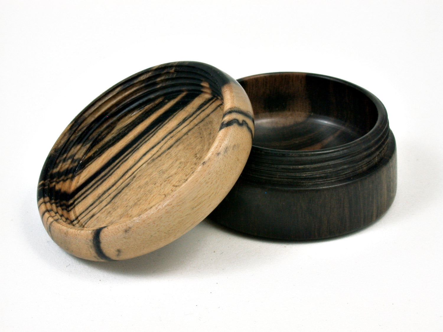 LV-1691 Ebony Wooden Flat Pill Box, Ring Holder, Jewelry Box-SCREW CAP