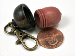 LV-1703 Pink Ivory & Ebony Acorn Key Fob, Pill Holder, Memorial Pendant-SCREW CAP