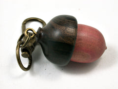 LV-1703 Pink Ivory & Ebony Acorn Key Fob, Pill Holder, Memorial Pendant-SCREW CAP