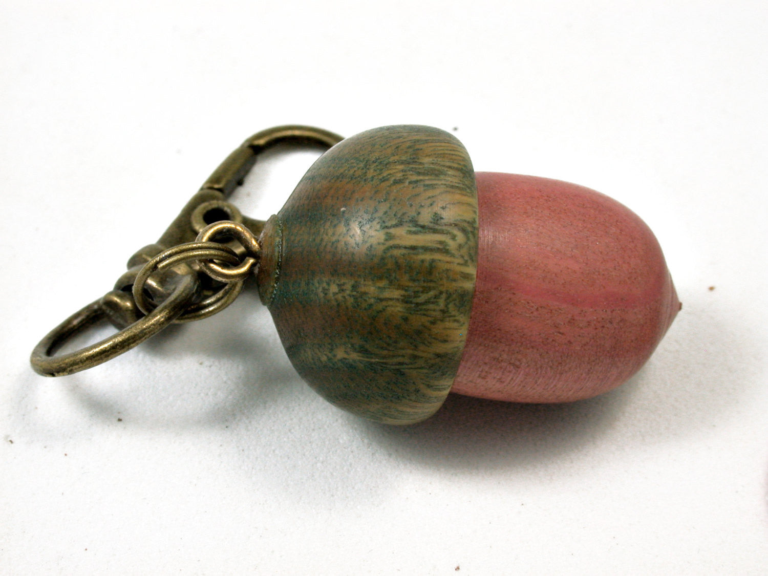 LV-1707 Pink Ivory & Verawood Acorn Key Fob, Pill Holder, Memorial Pendant-SCREW CAP