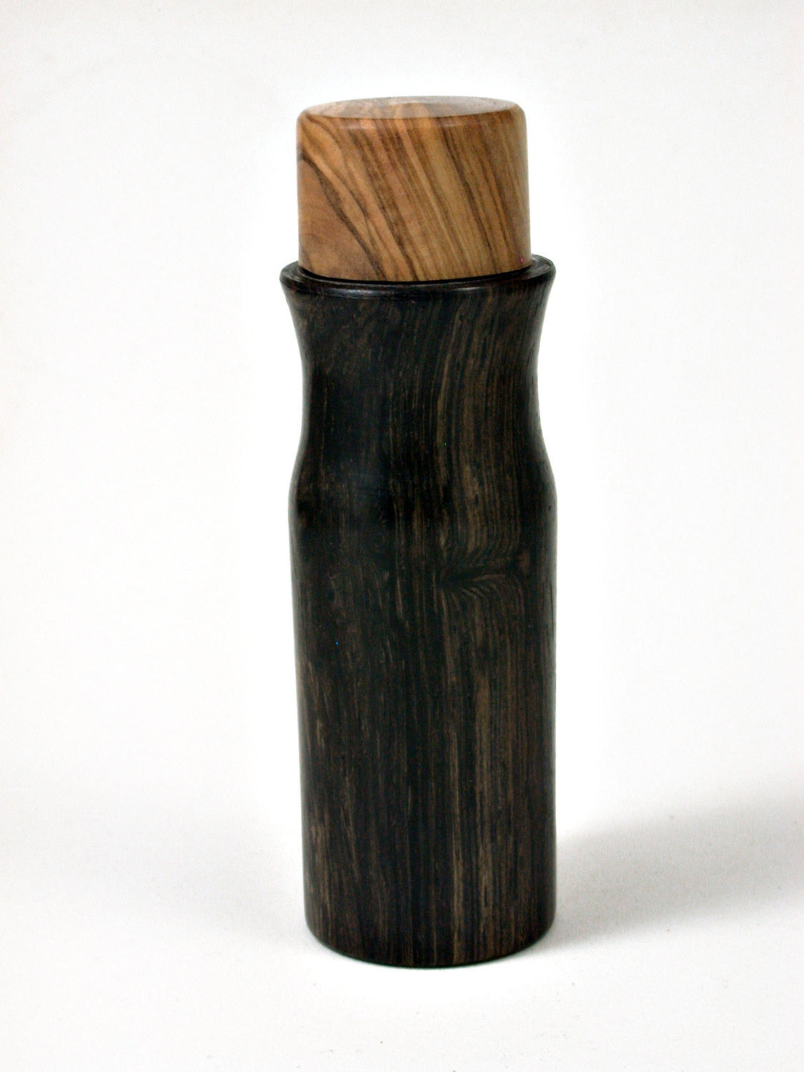 LV-1713 Burmese Blackwood & Olive Wooden Pill, Snuff Box, Needle Case-SCREW CAP