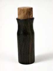LV-1713 Burmese Blackwood & Olive Wooden Pill, Snuff Box, Needle Case-SCREW CAP