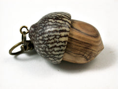 LV-1714 Figured Olive & Betelnut Acorn Key Fob, Pill Holder, Cash Stash-SCREW CAP