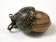 LV-1714 Figured Olive & Betelnut Acorn Key Fob, Pill Holder, Cash Stash-SCREW CAP