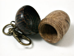 LV-1717 Catalpa Burl & Black Palm Acorn Key Fob, Pill Holder, Cash Stash-SCREW CAP
