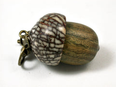 LV-1718 Verawood & Betelnut Acorn Key Fob, Pill Holder, Cash Stash-SCREW CAP