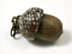 LV-1718 Verawood & Betelnut Acorn Key Fob, Pill Holder, Cash Stash-SCREW CAP