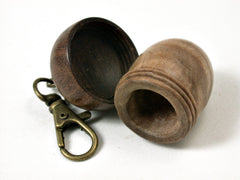 LV-1723 Port Orford Cedar Burl & Brown Ebony Acorn Key Fob, Pill Holder, Cash Stash-SCREW CAP