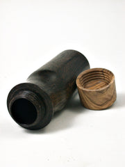 LV-1713 Burmese Blackwood & Olive Wooden Pill, Snuff Box, Needle Case-SCREW CAP