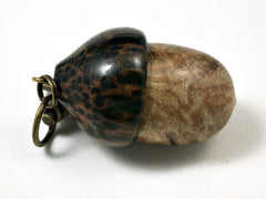 LV-1717 Catalpa Burl & Black Palm Acorn Key Fob, Pill Holder, Cash Stash-SCREW CAP