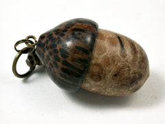 LV-1717 Catalpa Burl & Black Palm Acorn Key Fob, Pill Holder, Cash Stash-SCREW CAP