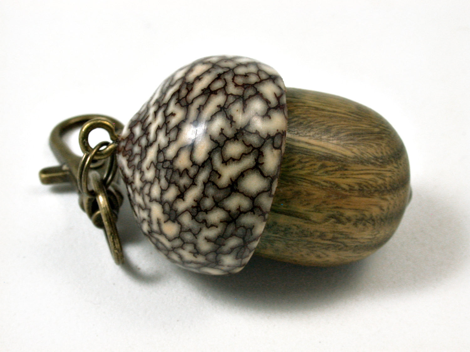 LV-1718 Verawood & Betelnut Acorn Key Fob, Pill Holder, Cash Stash-SCREW CAP