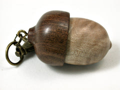 LV-1723 Port Orford Cedar Burl & Brown Ebony Acorn Key Fob, Pill Holder, Cash Stash-SCREW CAP