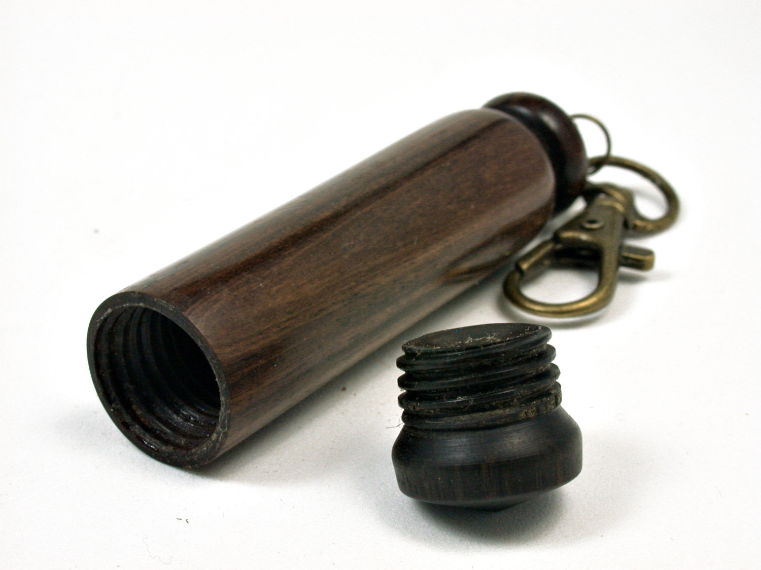 LV-0544 Cocuswood & Ebony Slim Box, Pendant Pill Fob, Cash Stash-SCREW CAP