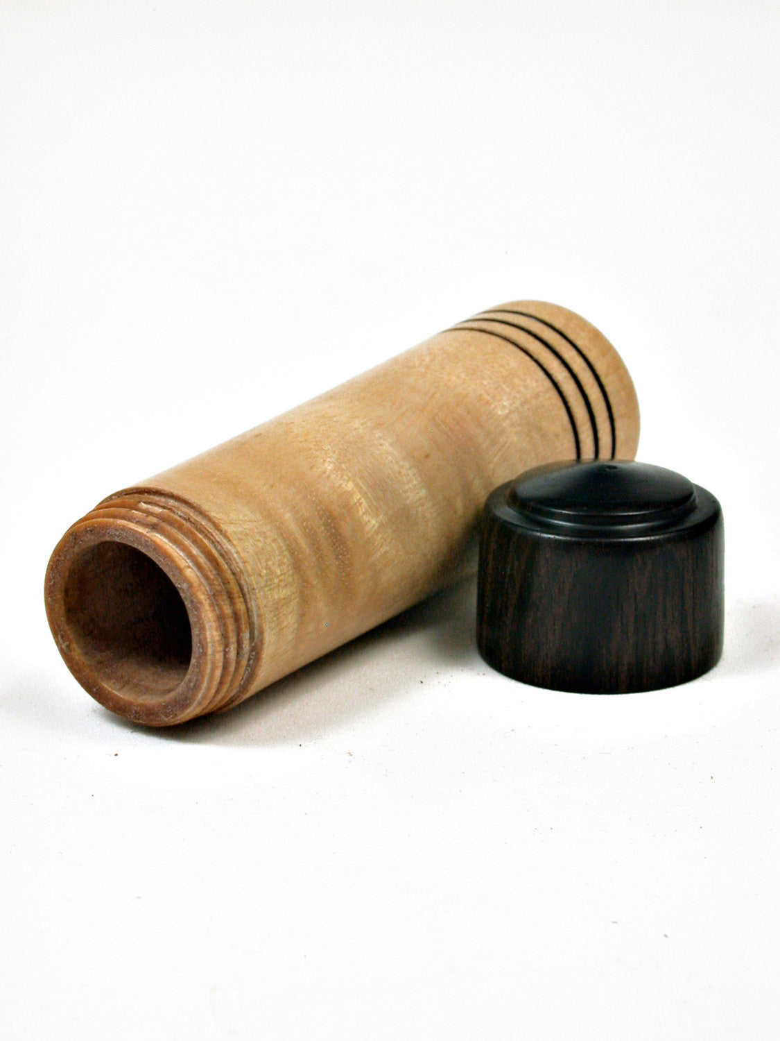 LV-1788 Hawaiian Naio & Mun Ebony Slim Pill Box, Toothpick Holder, Needle Case-SCREW CAP